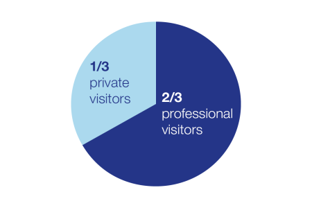 A REHAB statistic that states that two thirds are professional visitors and one third are private visitors.